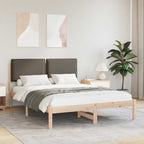 Bettgestell mit gepolstertem Kopfteil Taupe 150 x 200 cm