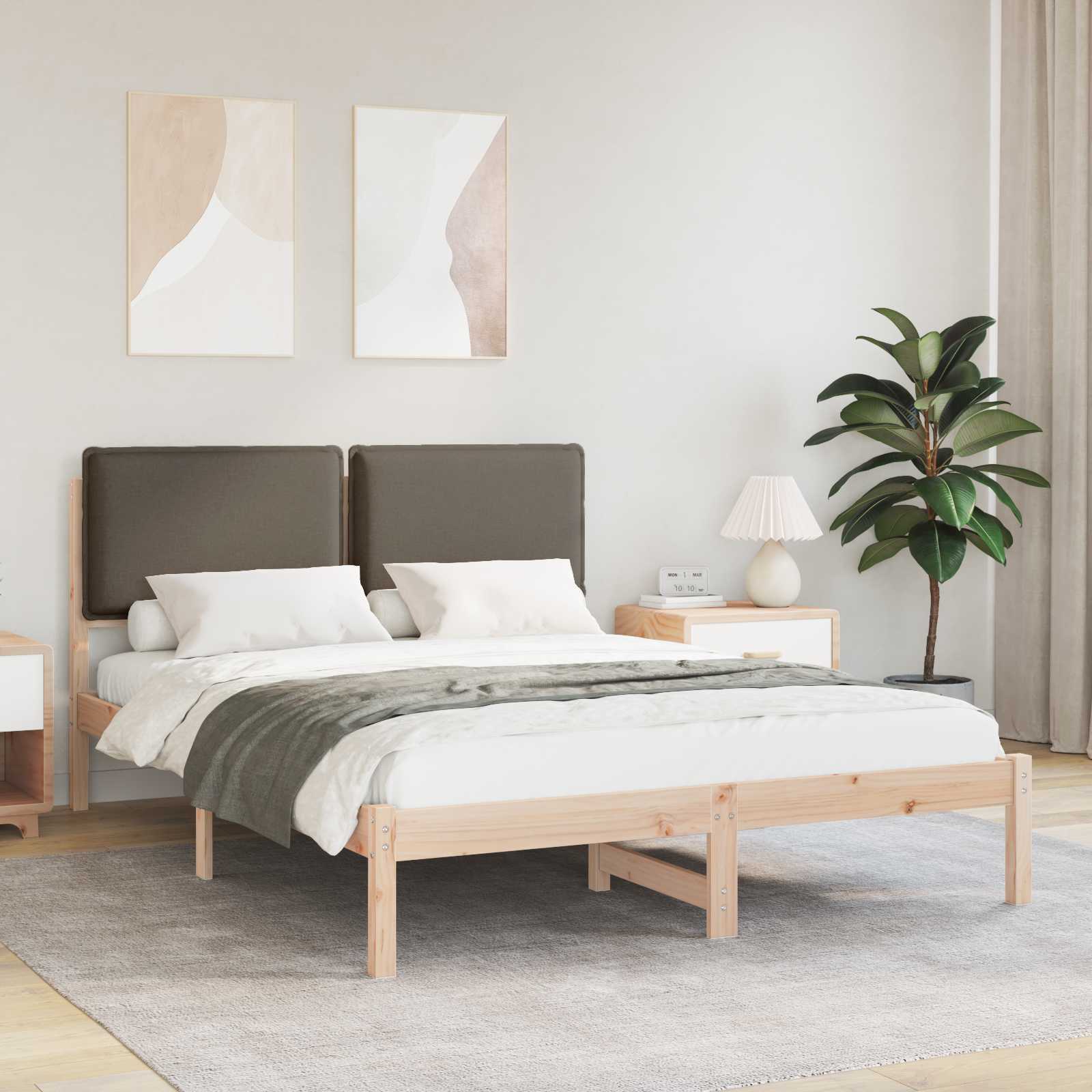 Bettgestell mit gepolstertem Kopfteil Taupe 150 x 200 cm
