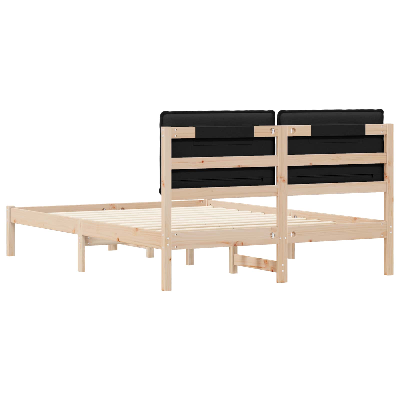 Bettgestell mit gepolstertem Kopfteil Schwarz 140 x 190 cm