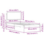 Bettgestell mit gepolstertem Kopfteil Hellgrau 100 x 200 cm