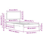 Bettgestell mit gepolstertem Kopfteil Schwarz 90 x 200 cm