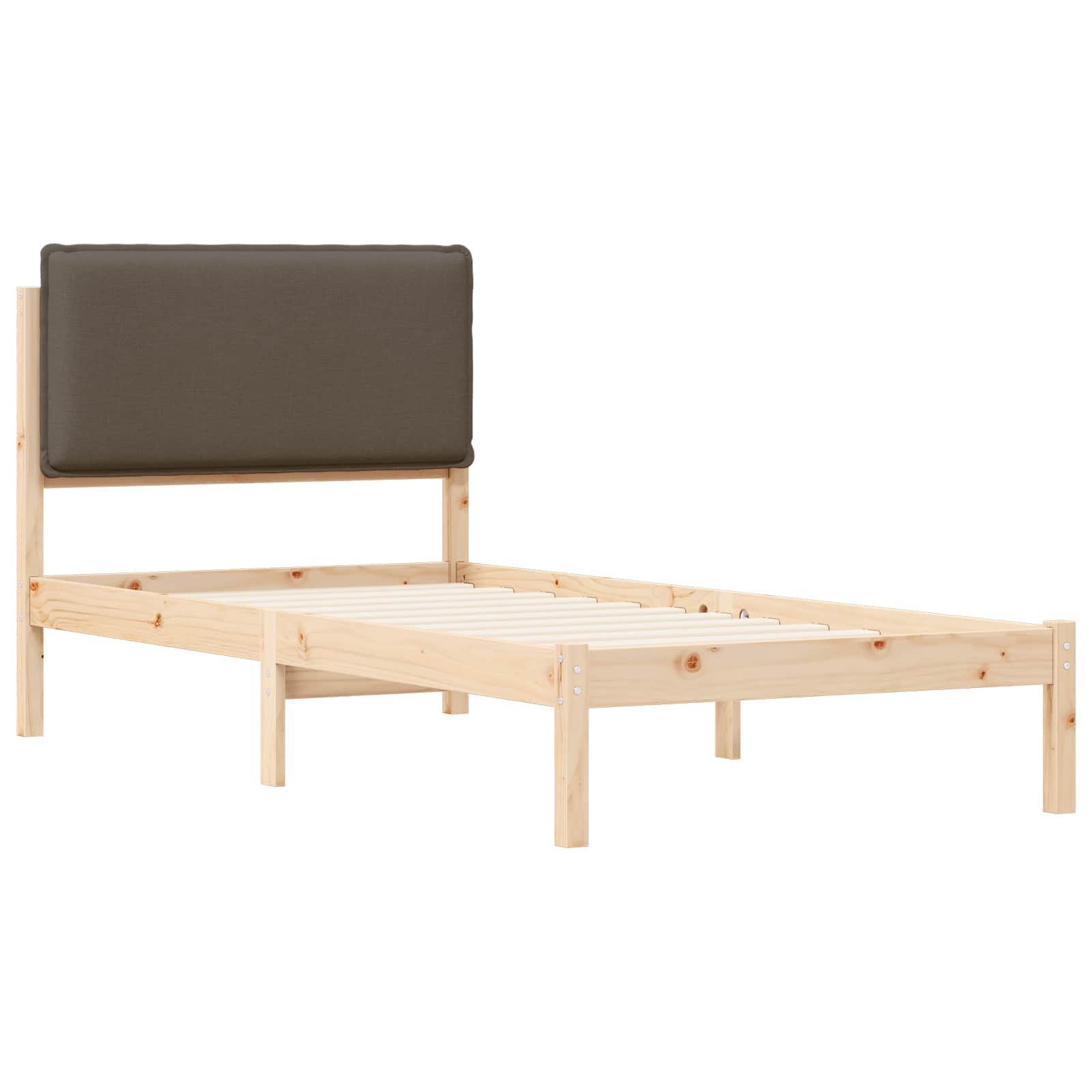 Bettgestell mit gepolstertem Kopfteil Taupe 90 x 200 cm