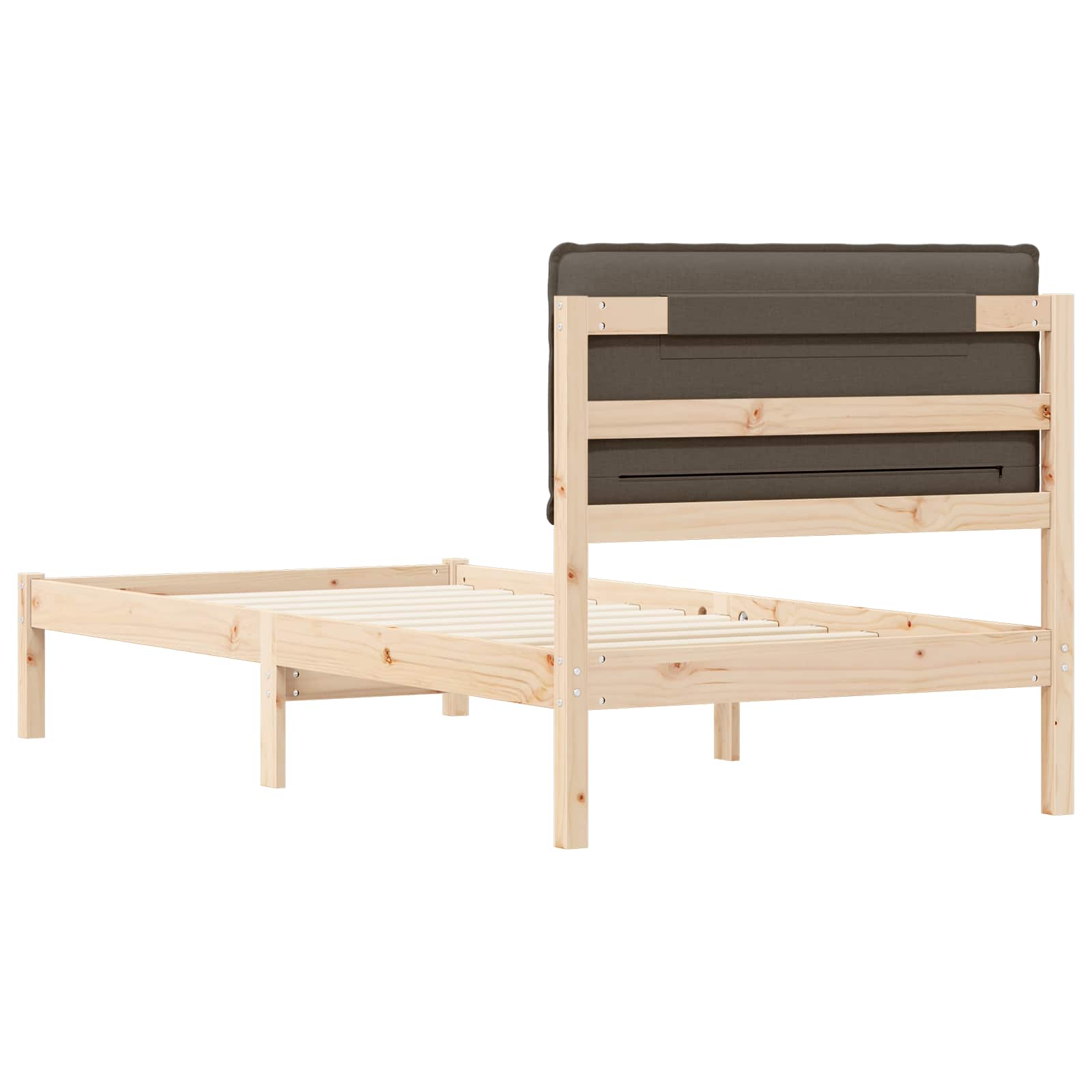 Bettgestell mit gepolstertem Kopfteil Taupe 90 x 200 cm