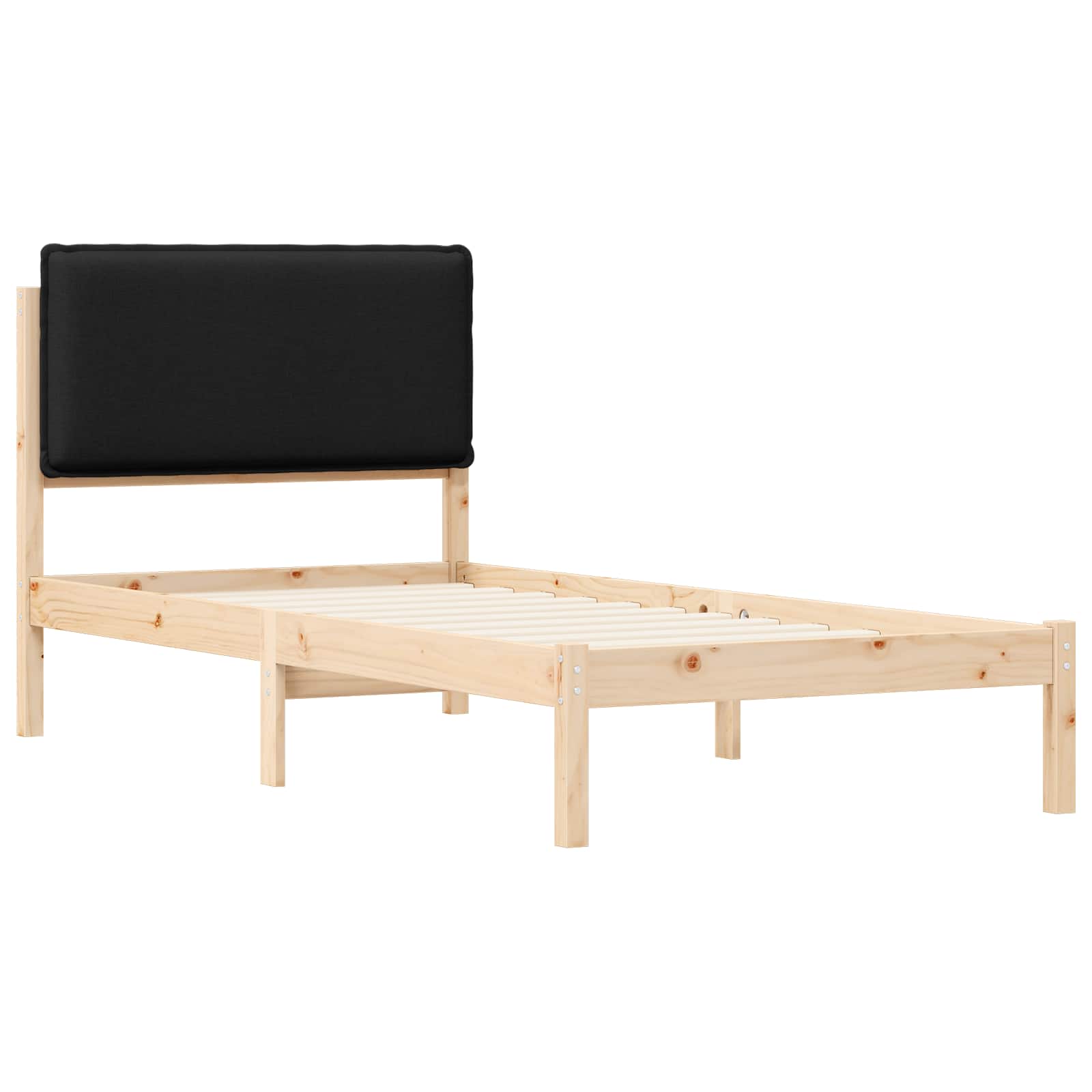 Bettgestell mit gepolstertem Kopfteil Schwarz 90 x 190 cm
