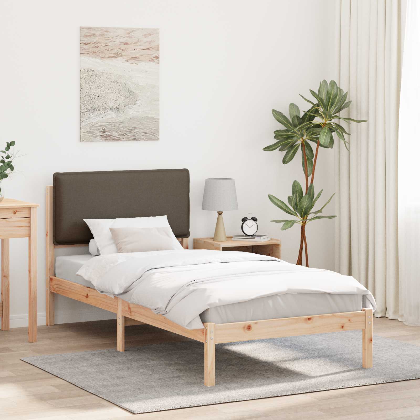 Bettgestell mit gepolstertem Kopfteil Taupe 90 x 190 cm