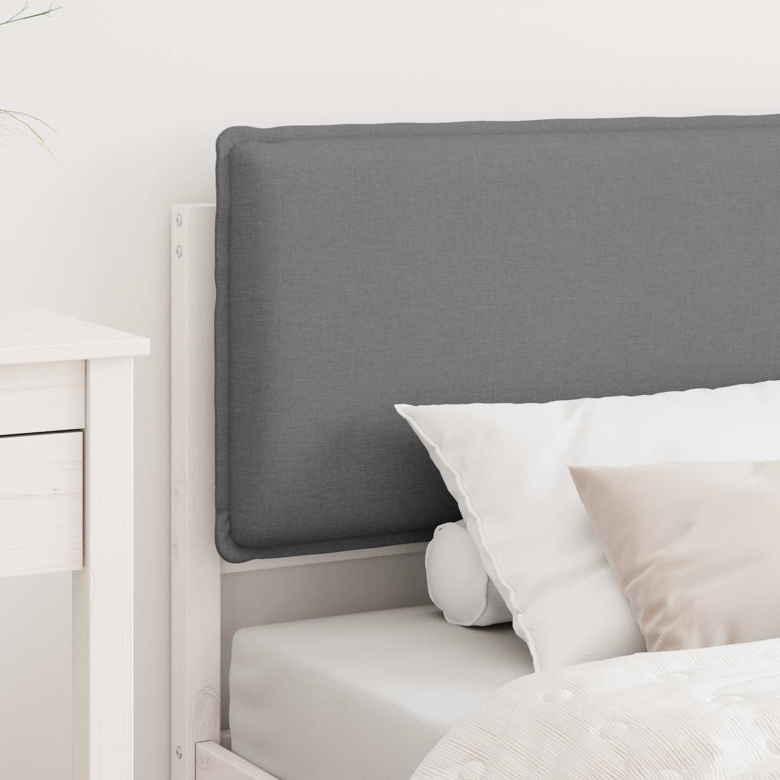 Bettgestell mit gepolstertem Kopfteil Hellgrau 75 x 190 cm