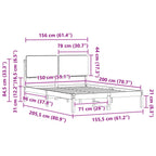 Bettgestell mit gepolstertem Kopfteil Dunkelgrau 150 x 200 cm