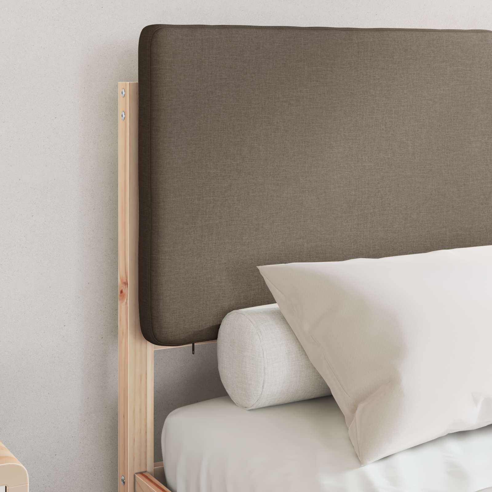 Bettgestell mit gepolstertem Kopfteil Taupe 120 x 200 cm