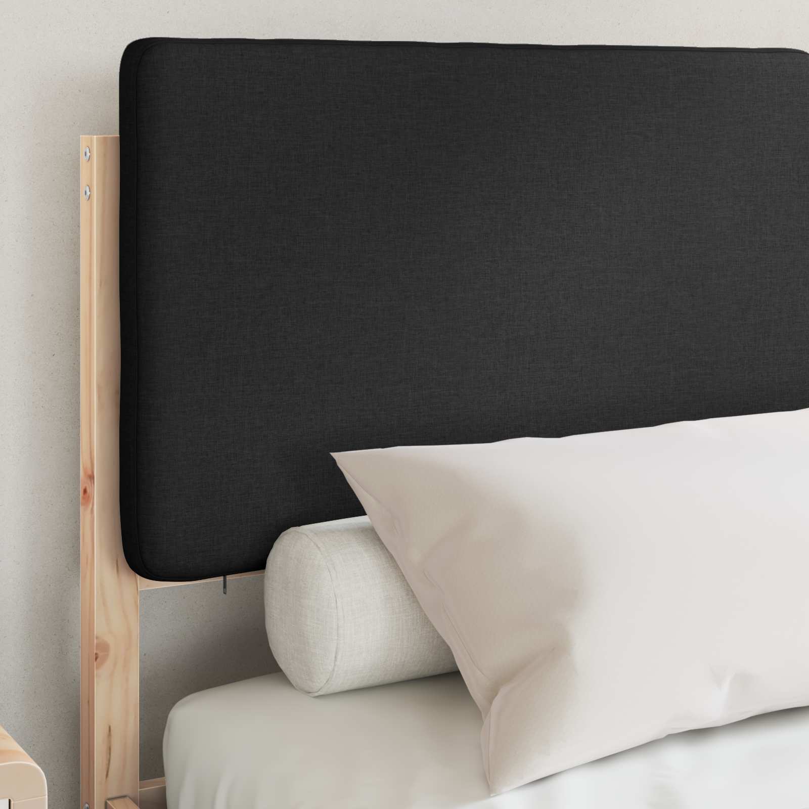 Bettgestell mit gepolstertem Kopfteil Schwarz 140 x 190 cm