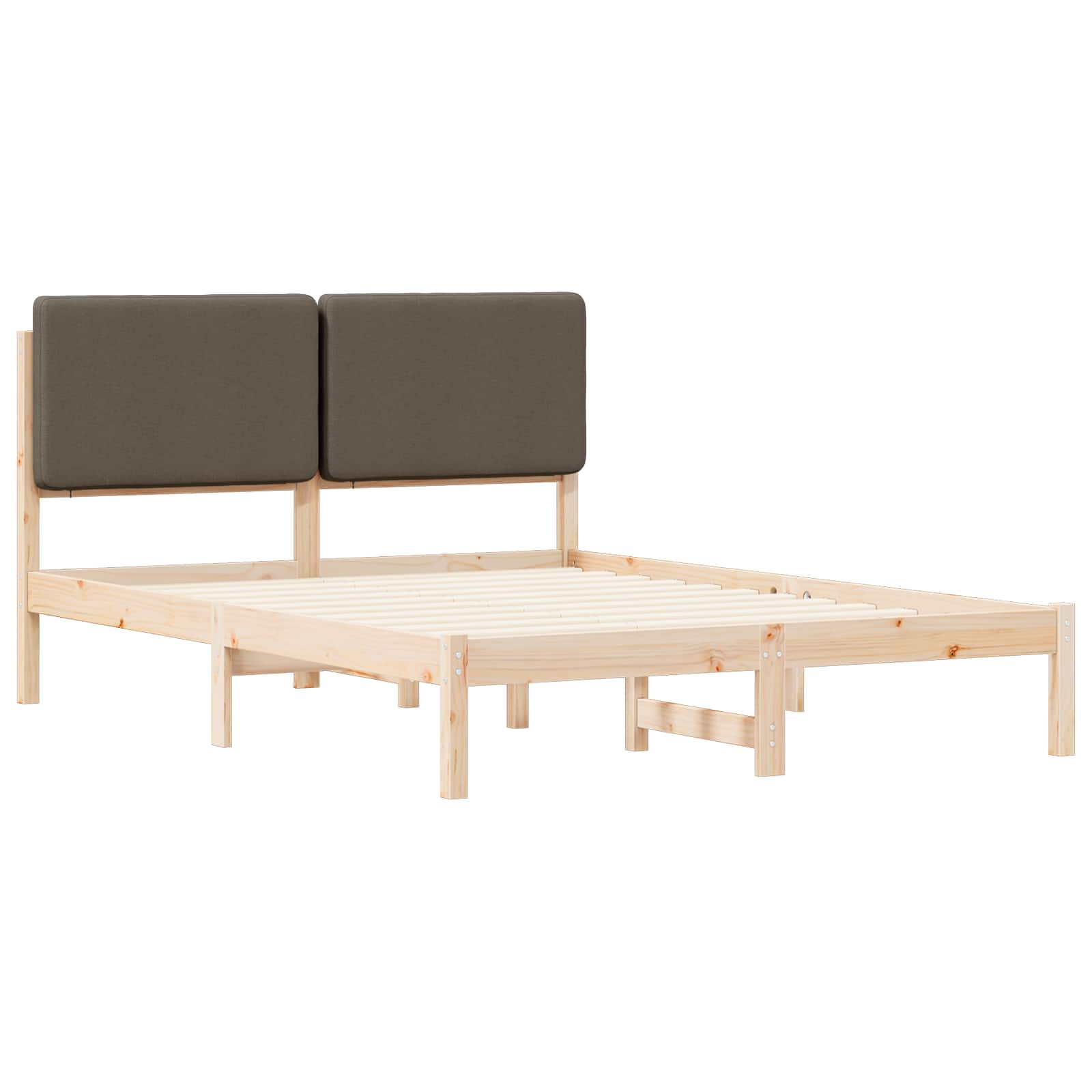 Bettgestell mit gepolstertem Kopfteil Taupe 140 x 190 cm