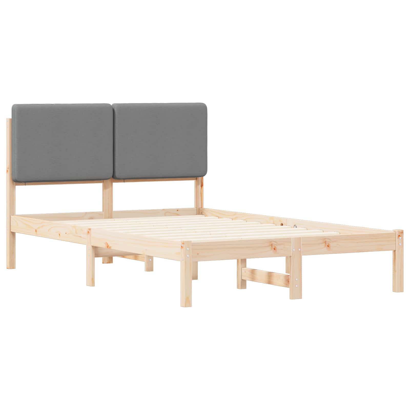 Bettgestell mit gepolstertem Kopfteil Hellgrau 135 x 190 cm