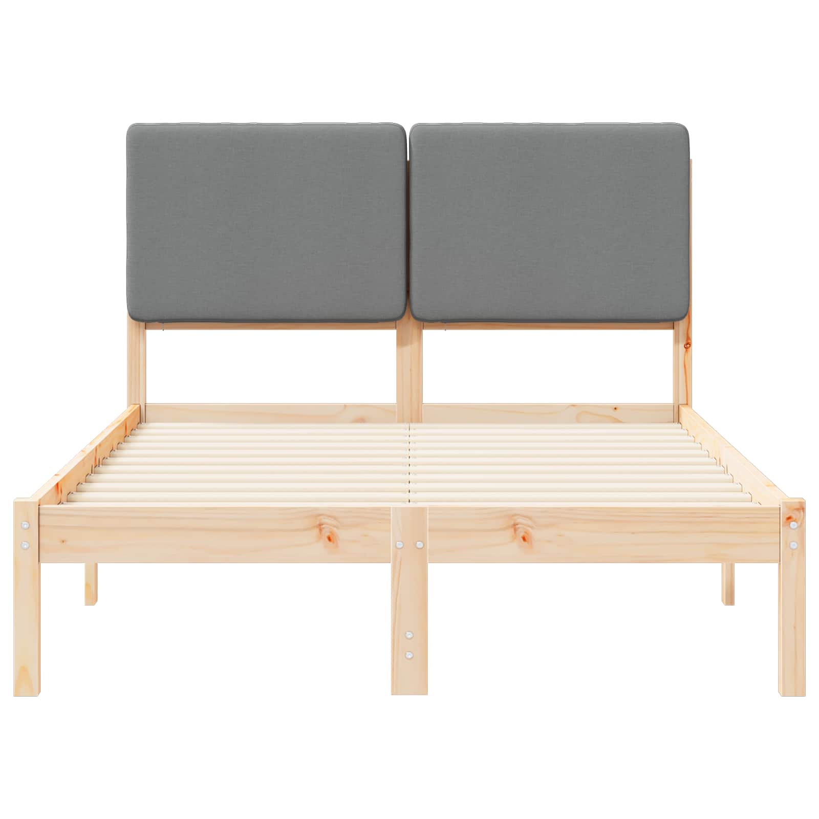 Bettgestell mit gepolstertem Kopfteil Hellgrau 135 x 190 cm