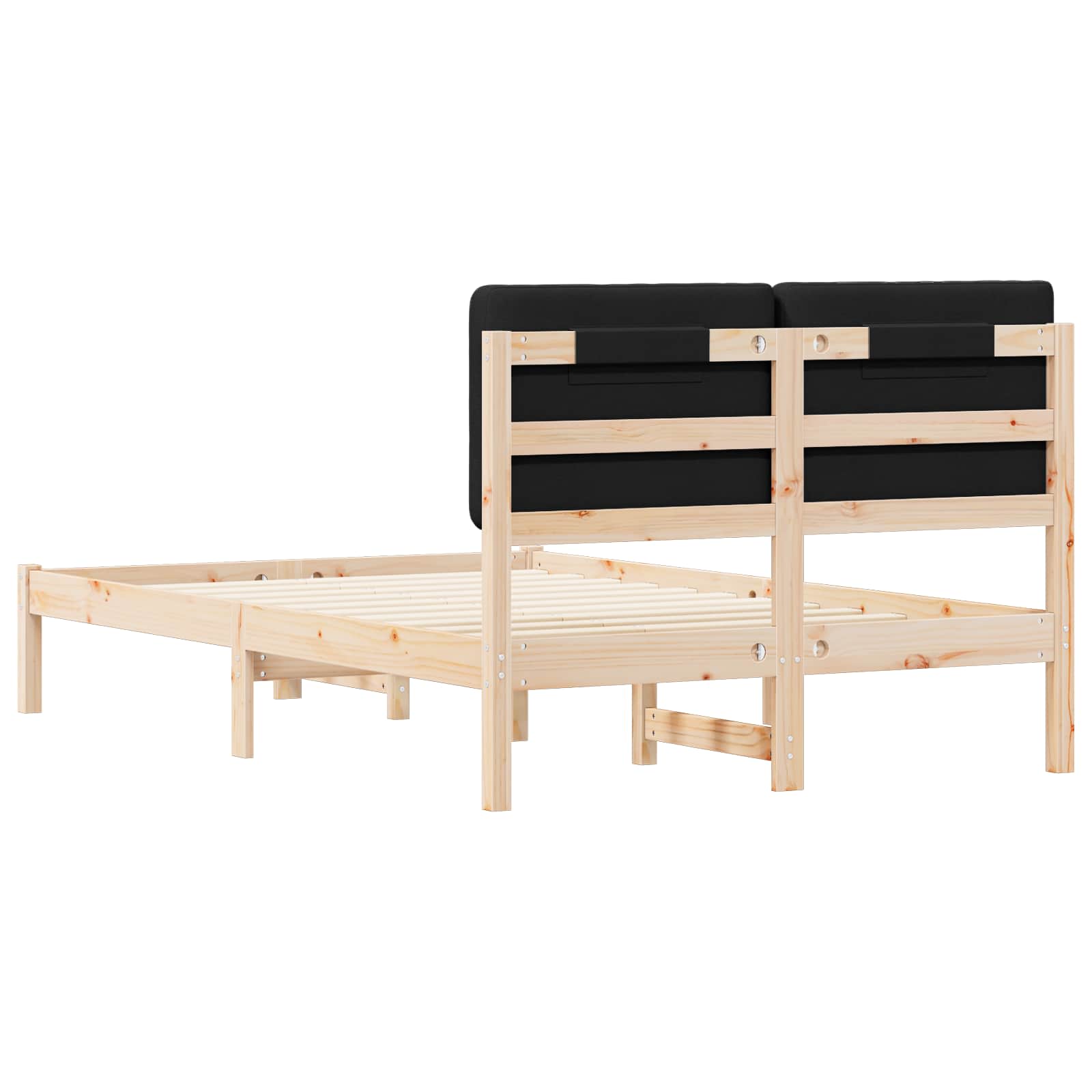 Bettgestell mit gepolstertem Kopfteil Schwarz 135 x 190 cm