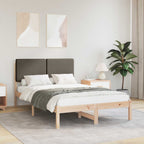 Bettgestell mit gepolstertem Kopfteil Taupe 135 x 190 cm