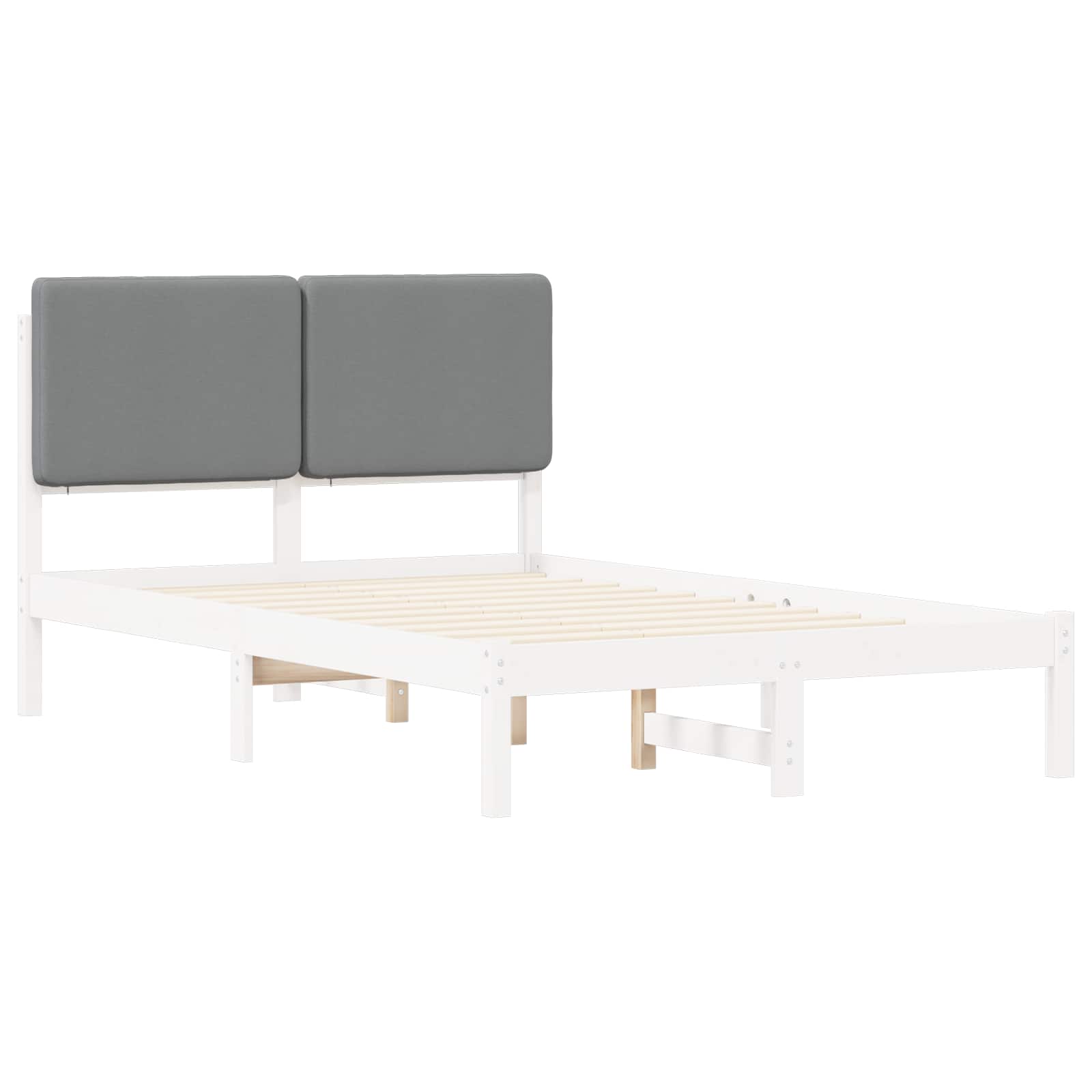 Bettgestell mit gepolstertem Kopfteil Hellgrau 135 x 190 cm