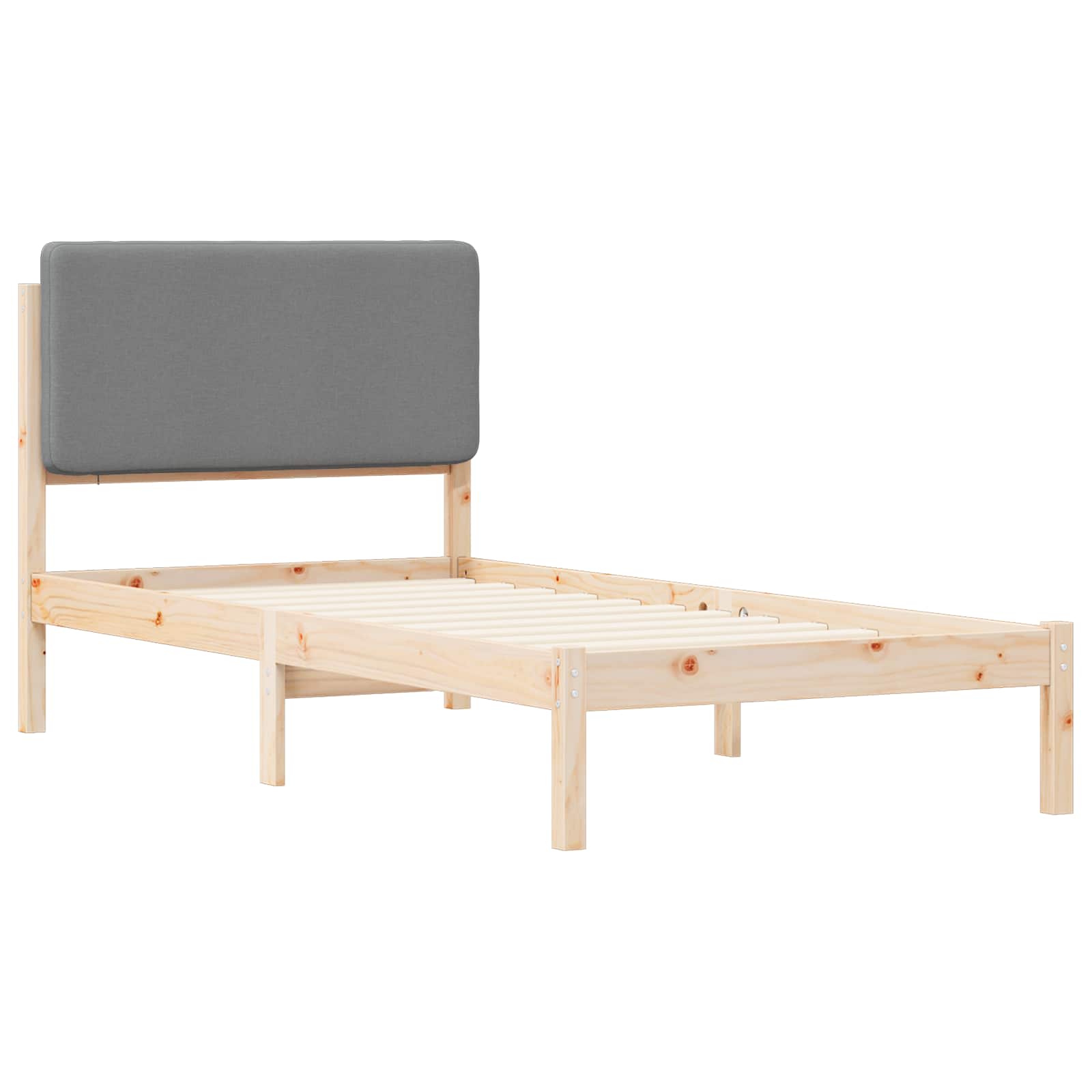 Bettgestell mit gepolstertem Kopfteil Hellgrau 100 x 200 cm