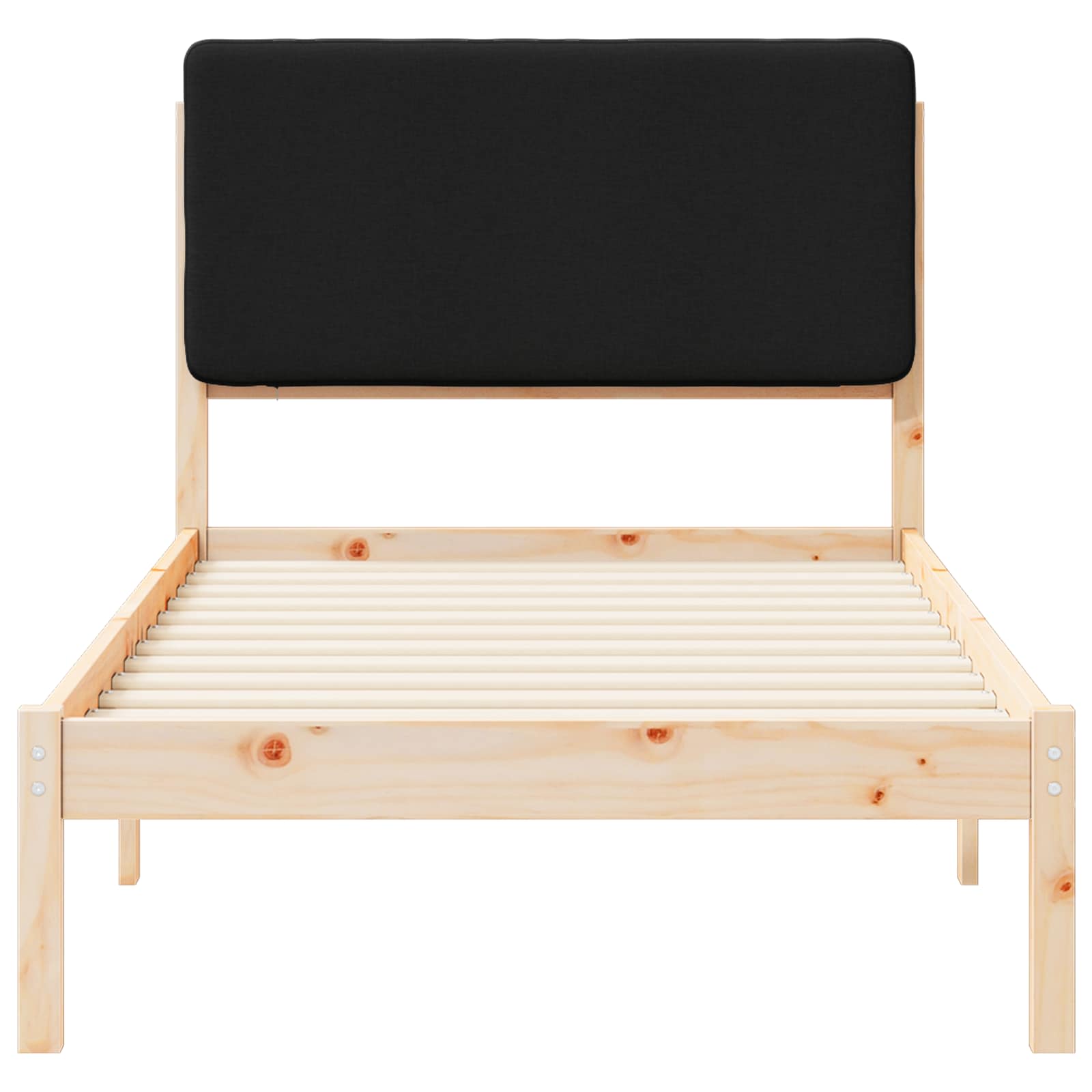 Bettgestell mit gepolstertem Kopfteil Schwarz 90 x 200 cm