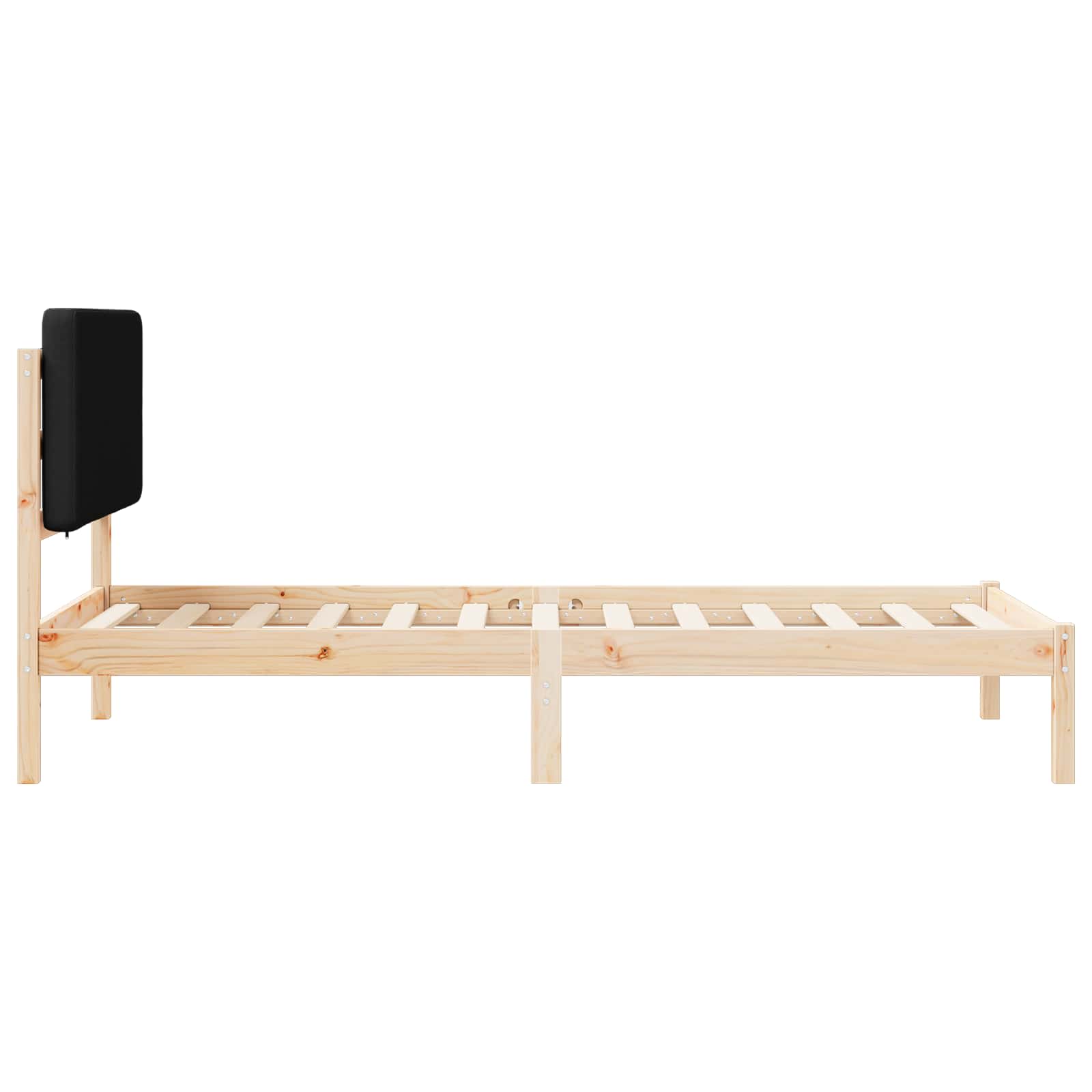 Bettgestell mit gepolstertem Kopfteil Schwarz 90 x 200 cm