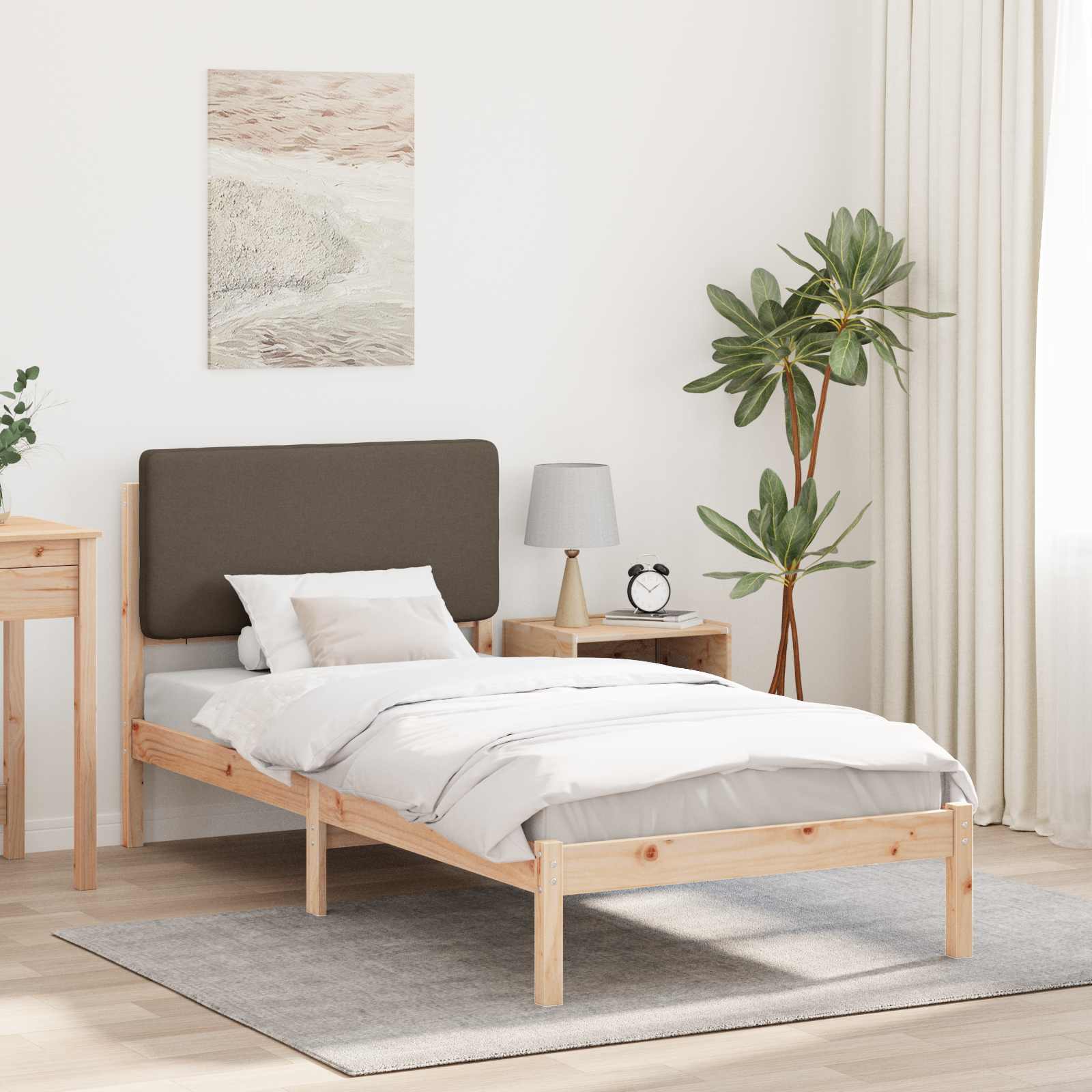 Bettgestell mit gepolstertem Kopfteil Taupe 90 x 200 cm