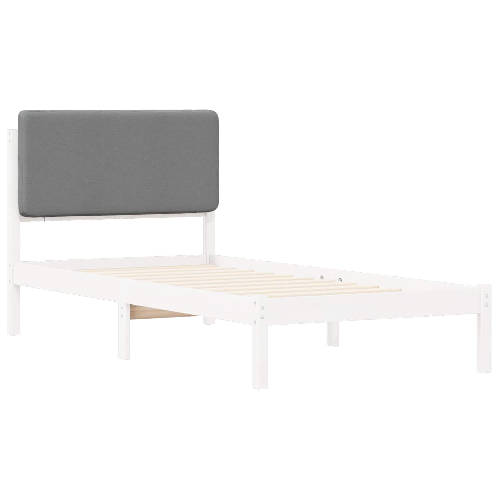 Bettgestell mit gepolstertem Kopfteil Hellgrau 80 x 200 cm