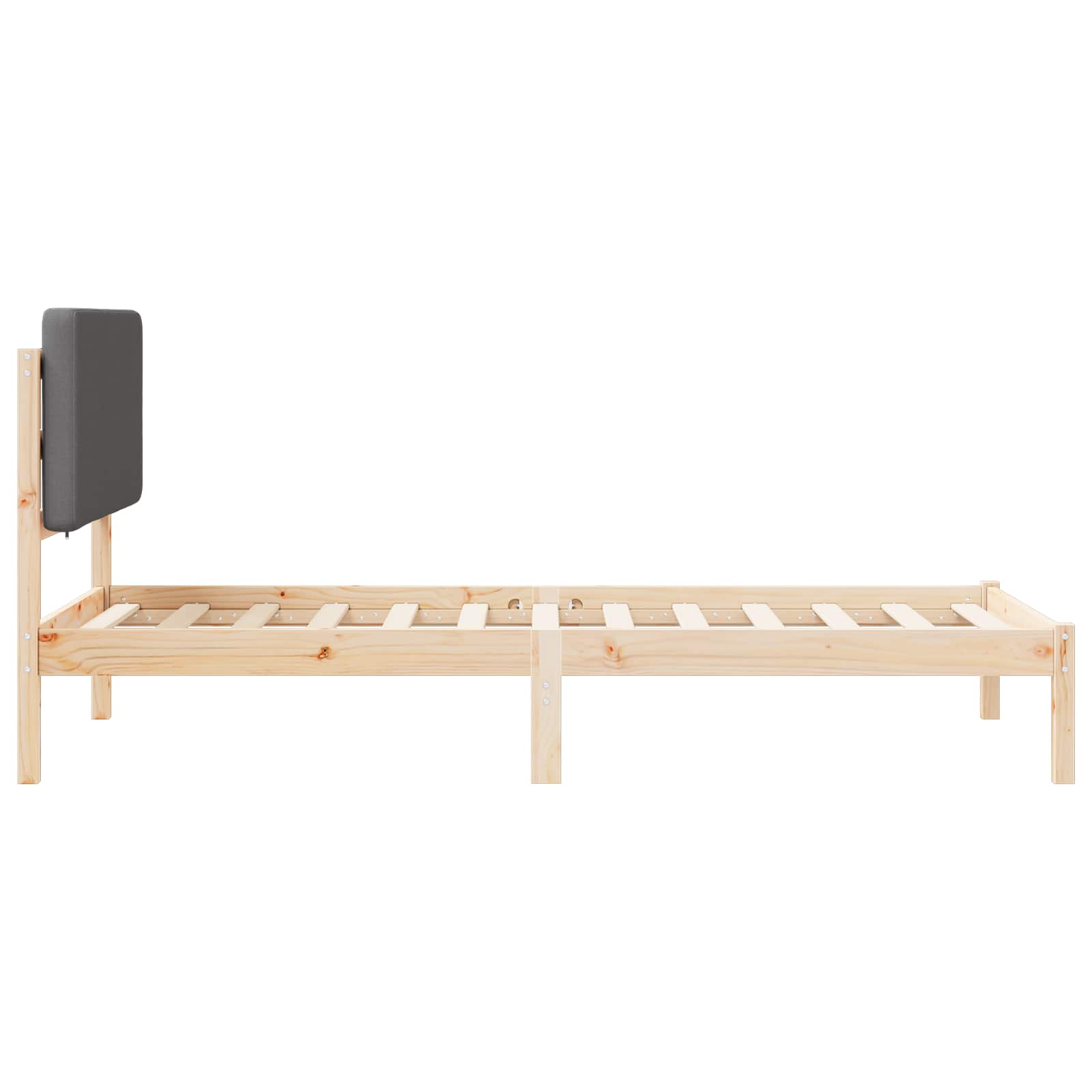 Bettgestell mit gepolstertem Kopfteil Dunkelgrau 75 x 190 cm