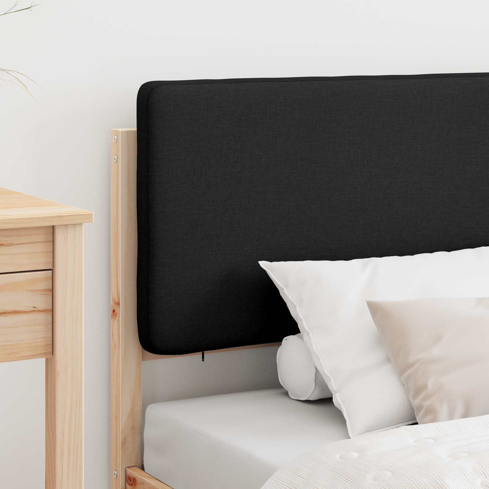 Bettgestell mit gepolstertem Kopfteil Schwarz 75 x 190 cm