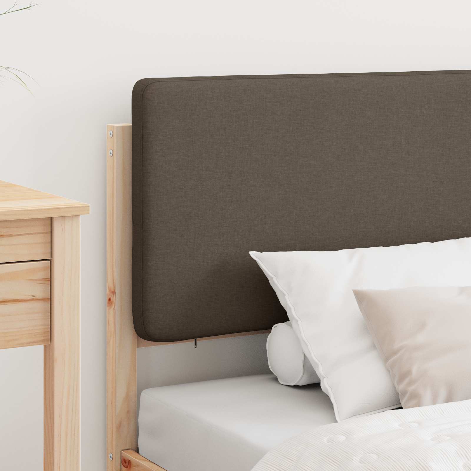 Bettgestell mit gepolstertem Kopfteil Taupe 75 x 190 cm