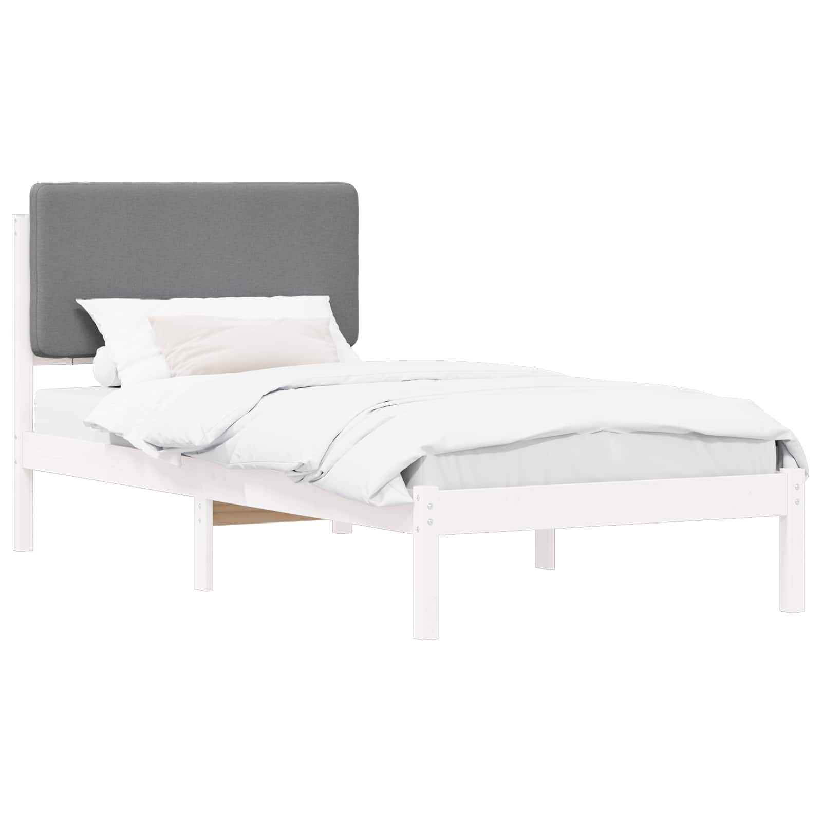 Bettgestell mit gepolstertem Kopfteil Hellgrau 75 x 190 cm