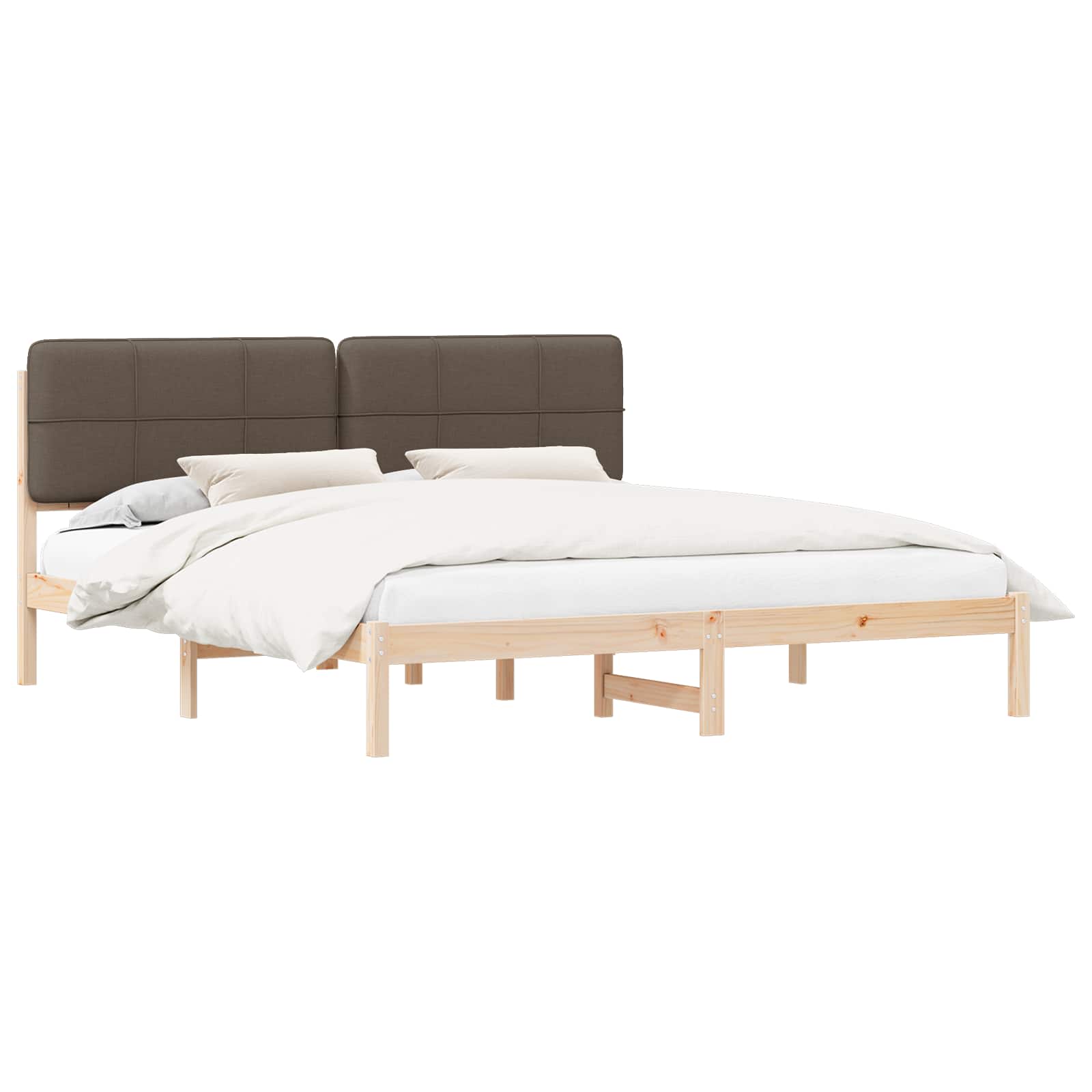 Bettgestell mit gepolstertem Kopfteil Taupe 180 x 200 cm