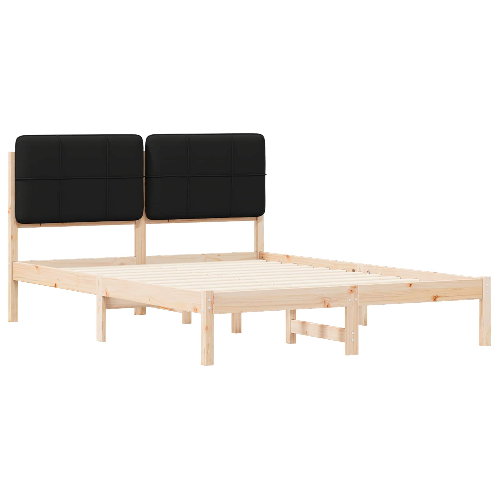Bettgestell mit gepolstertem Kopfteil Schwarz 150 x 200 cm