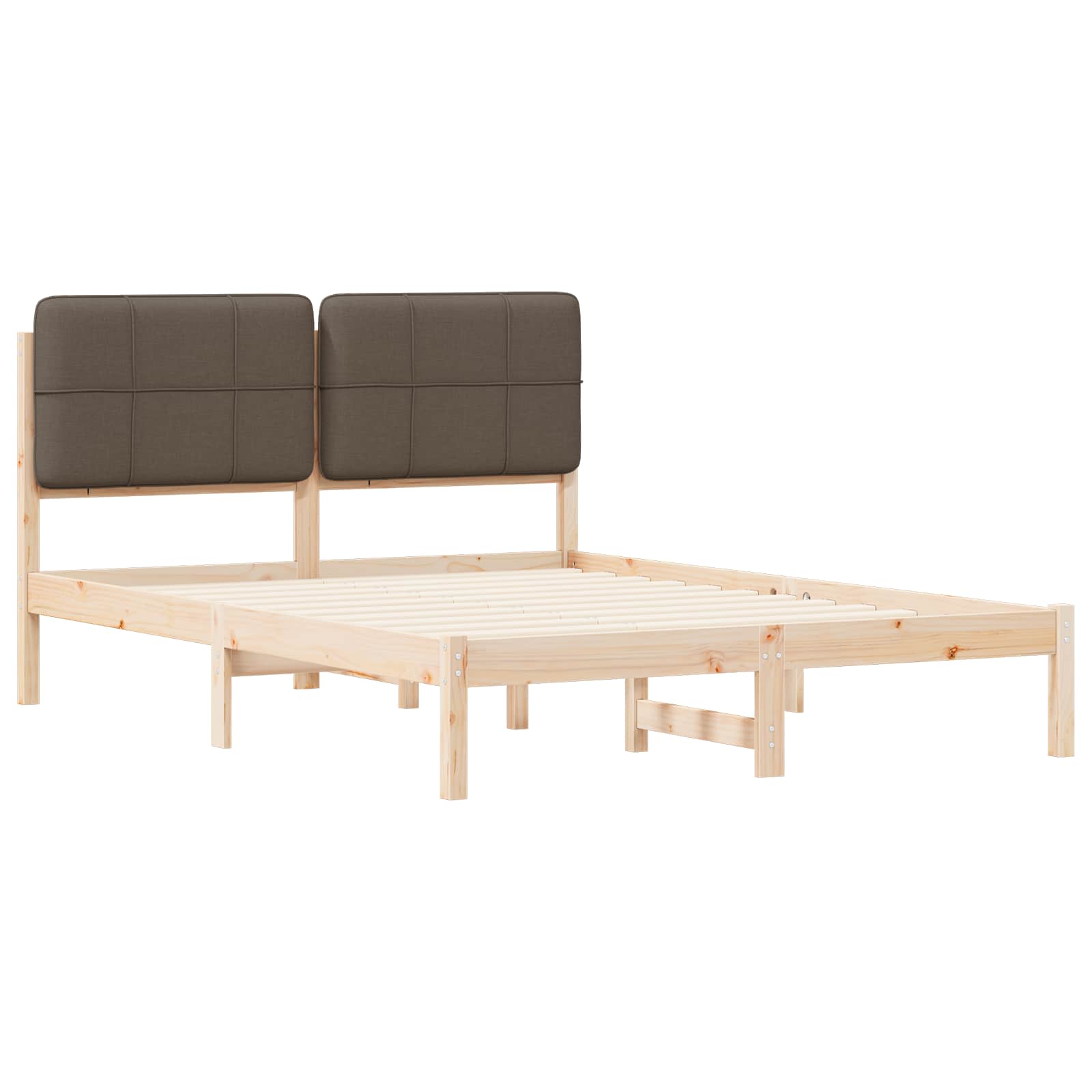 Bettgestell mit gepolstertem Kopfteil Taupe 150 x 200 cm