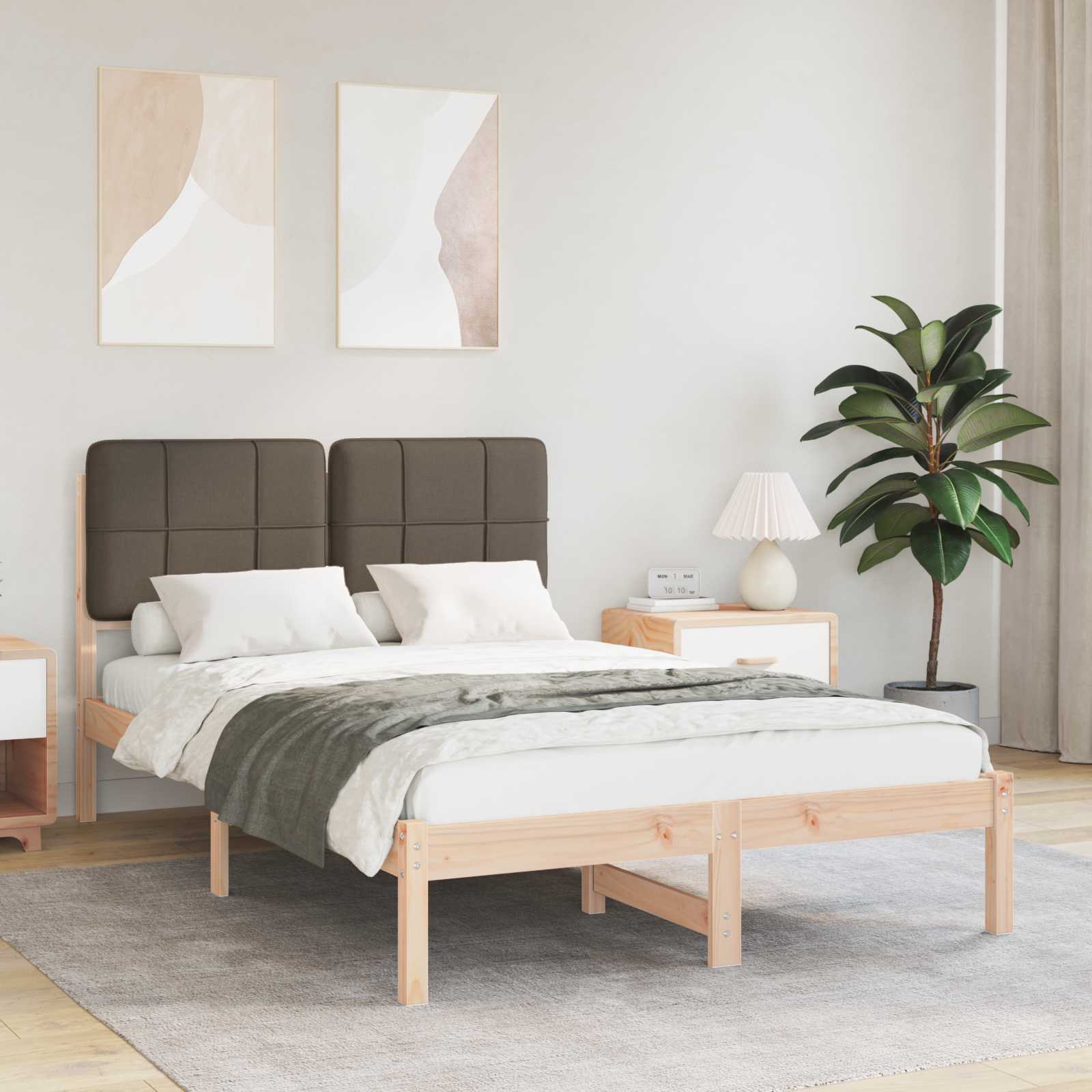Bettgestell mit gepolstertem Kopfteil Taupe 120 x 200 cm
