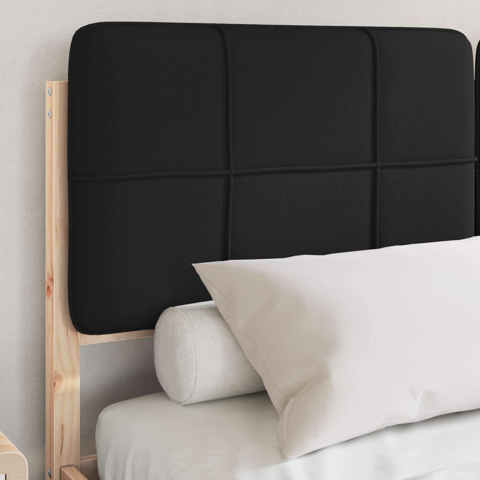 Bettgestell mit gepolstertem Kopfteil Schwarz 140 x 190 cm