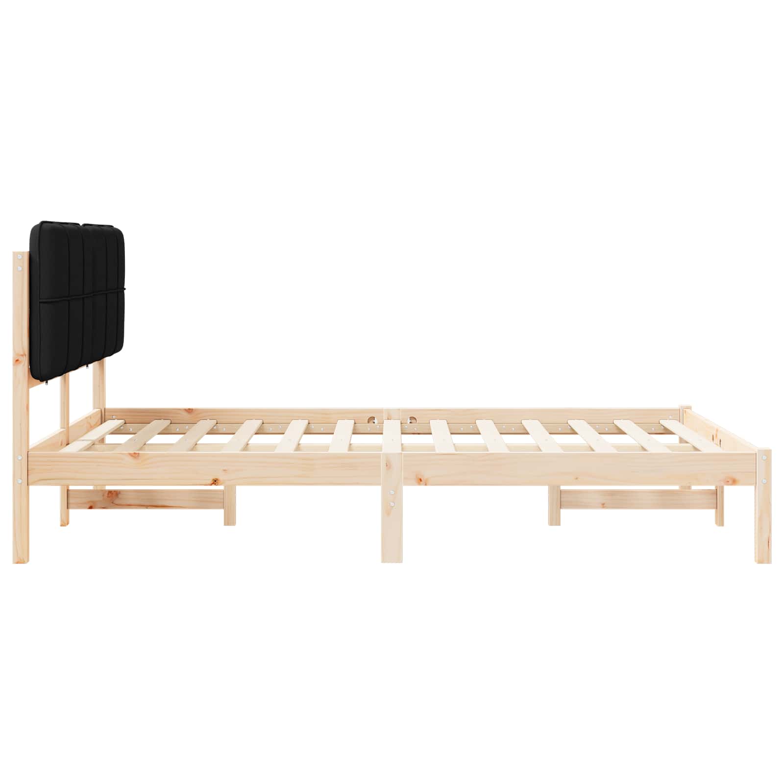 Bettgestell mit gepolstertem Kopfteil Schwarz 140 x 190 cm