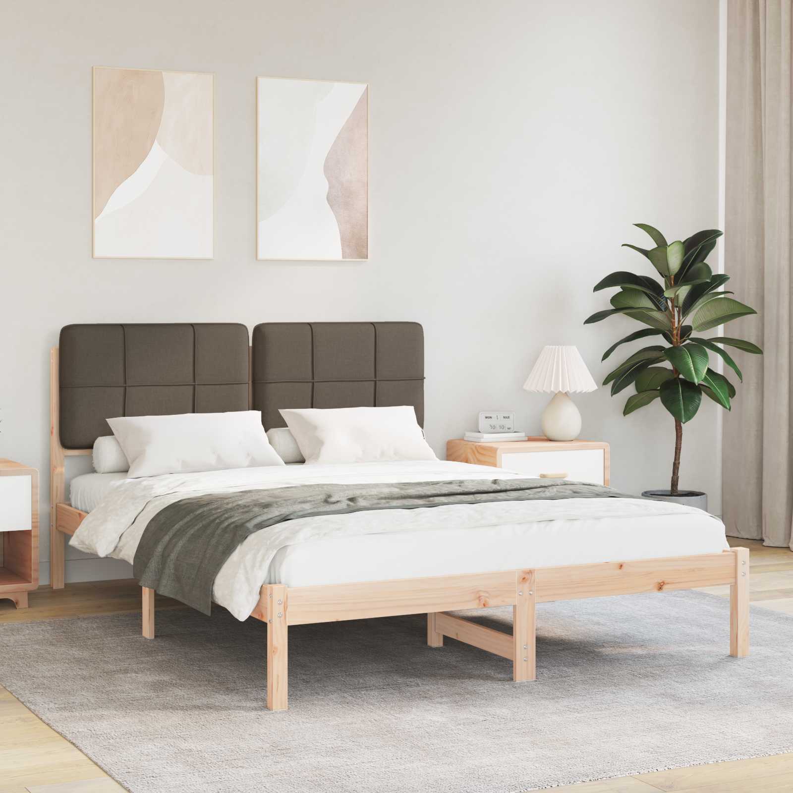 Bettgestell mit gepolstertem Kopfteil Taupe 140 x 190 cm