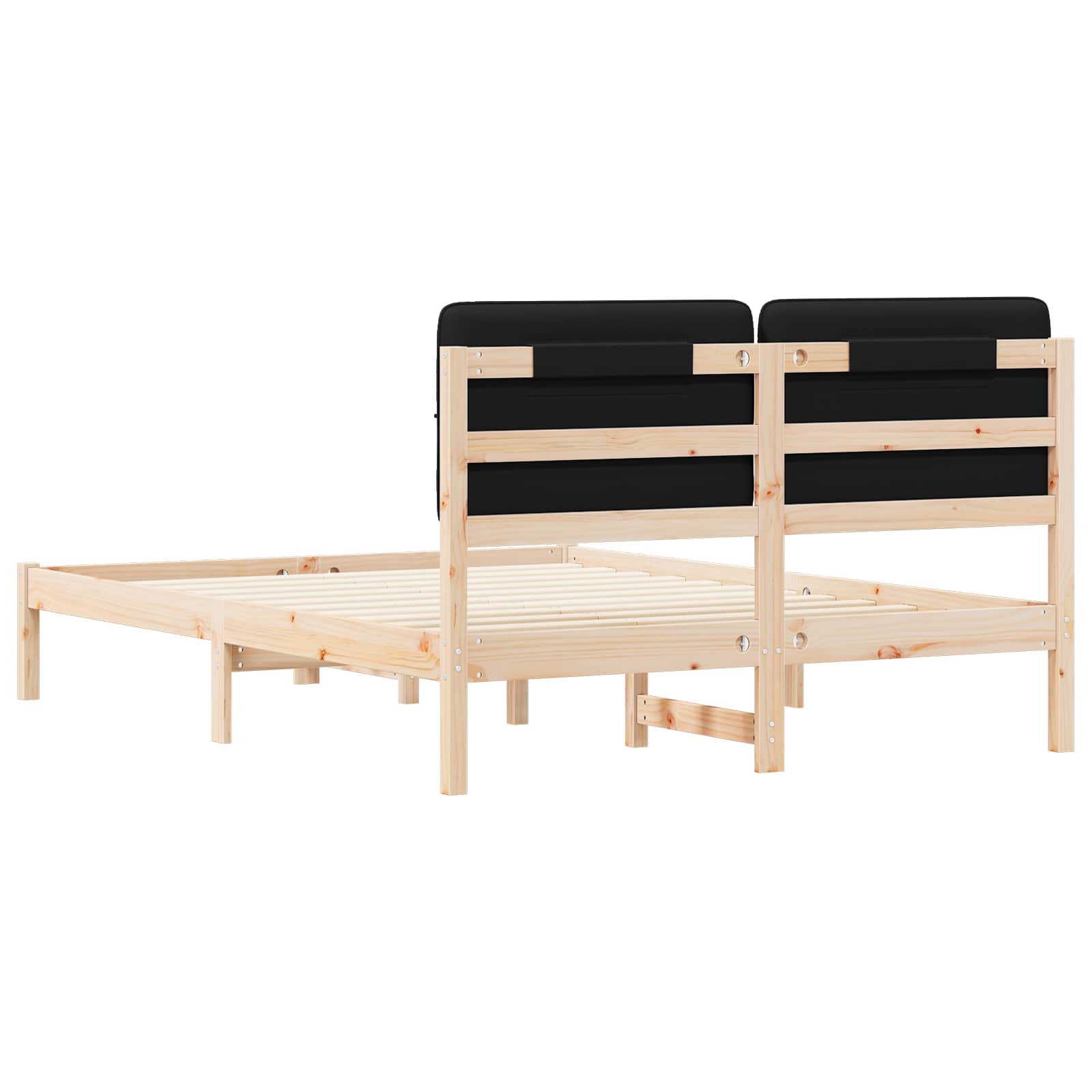 Bettgestell mit gepolstertem Kopfteil Schwarz 135 x 190 cm