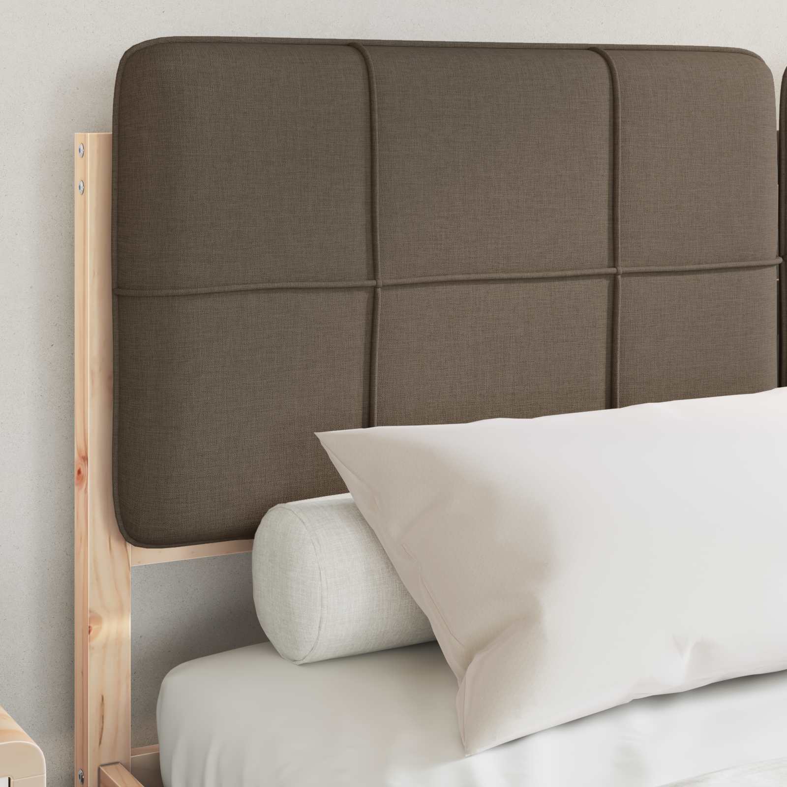Bettgestell mit gepolstertem Kopfteil Taupe 135 x 190 cm