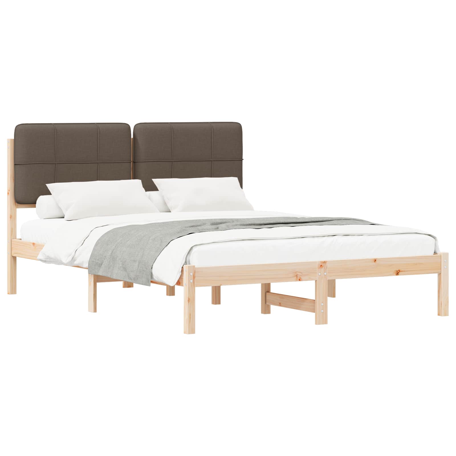 Bettgestell mit gepolstertem Kopfteil Taupe 135 x 190 cm