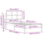 Bettgestell mit gepolstertem Kopfteil Hellgrau 100 x 200 cm