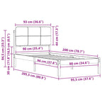 Bettgestell mit gepolstertem Kopfteil Hellgrau 90 x 200 cm