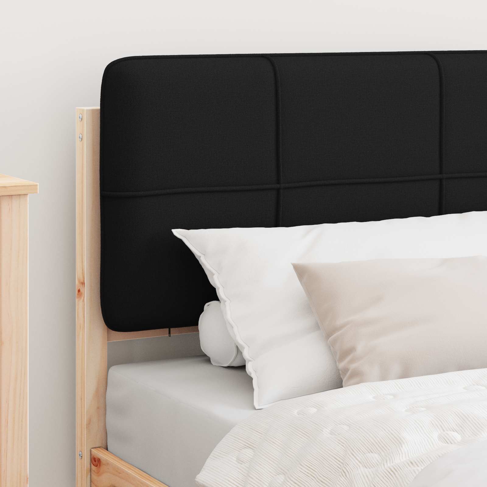 Bettgestell mit gepolstertem Kopfteil Schwarz 90 x 200 cm