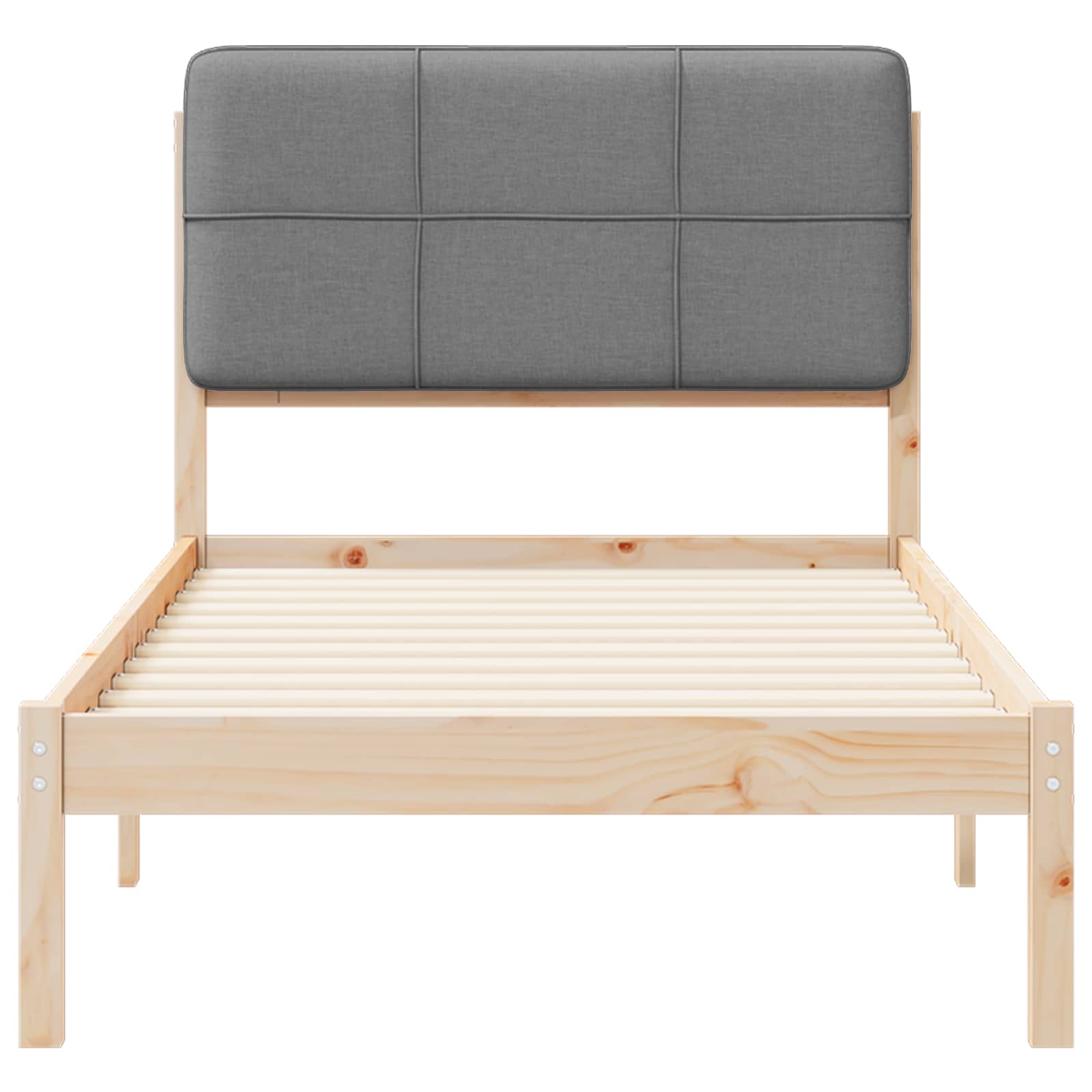 Bettgestell mit gepolstertem Kopfteil Hellgrau 90 x 190 cm