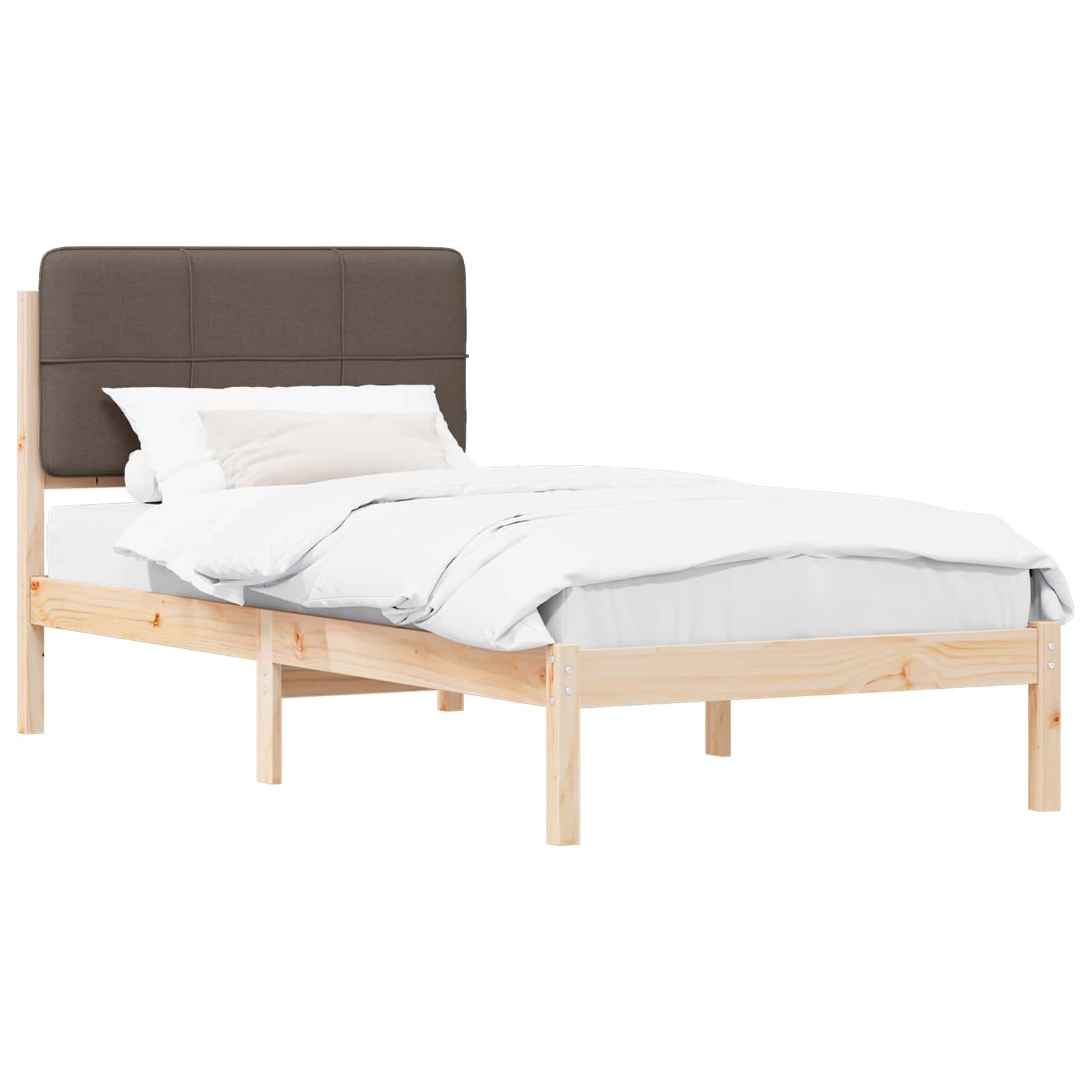 Bettgestell mit gepolstertem Kopfteil Taupe 90 x 190 cm