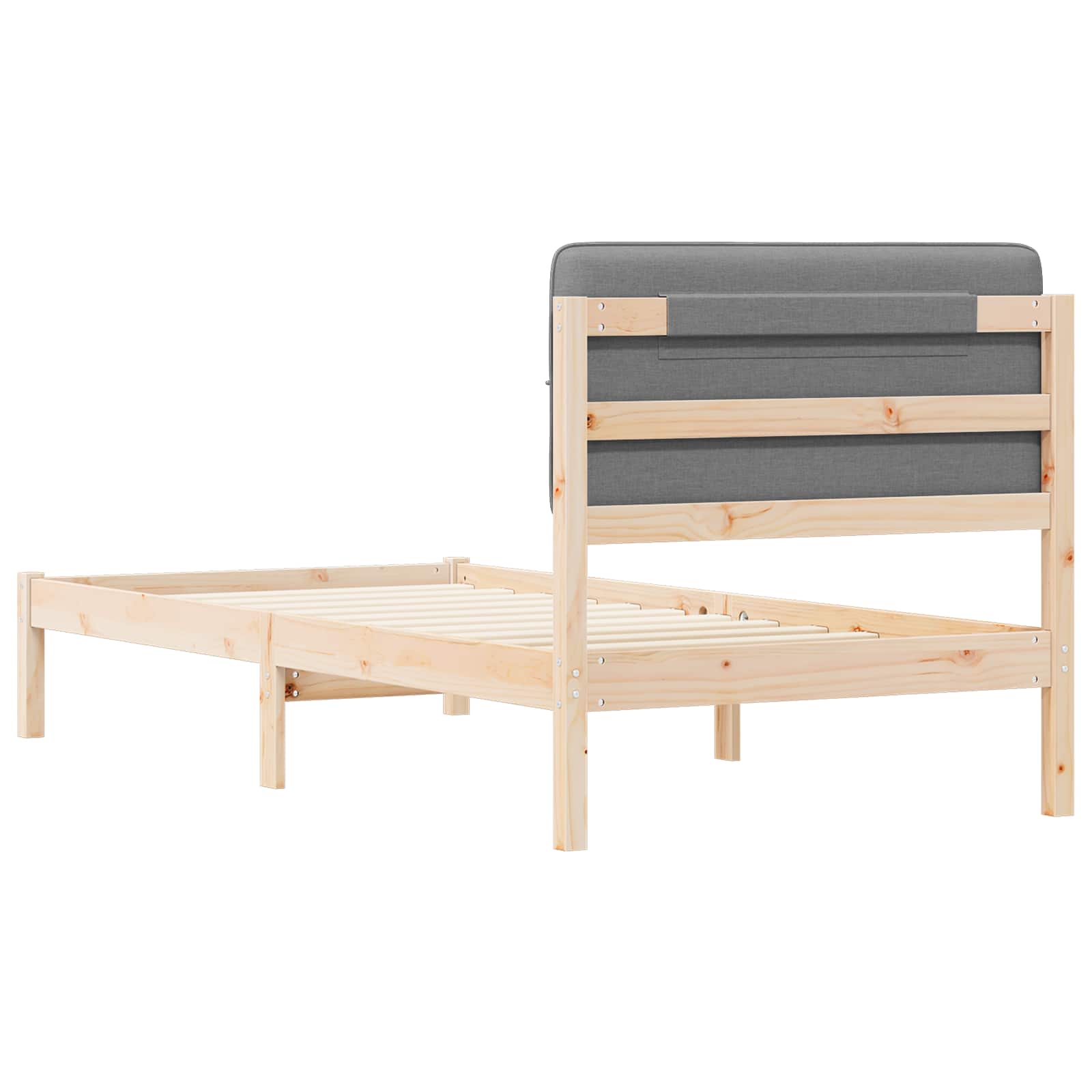 Bettgestell mit gepolstertem Kopfteil Hellgrau 75 x 190 cm