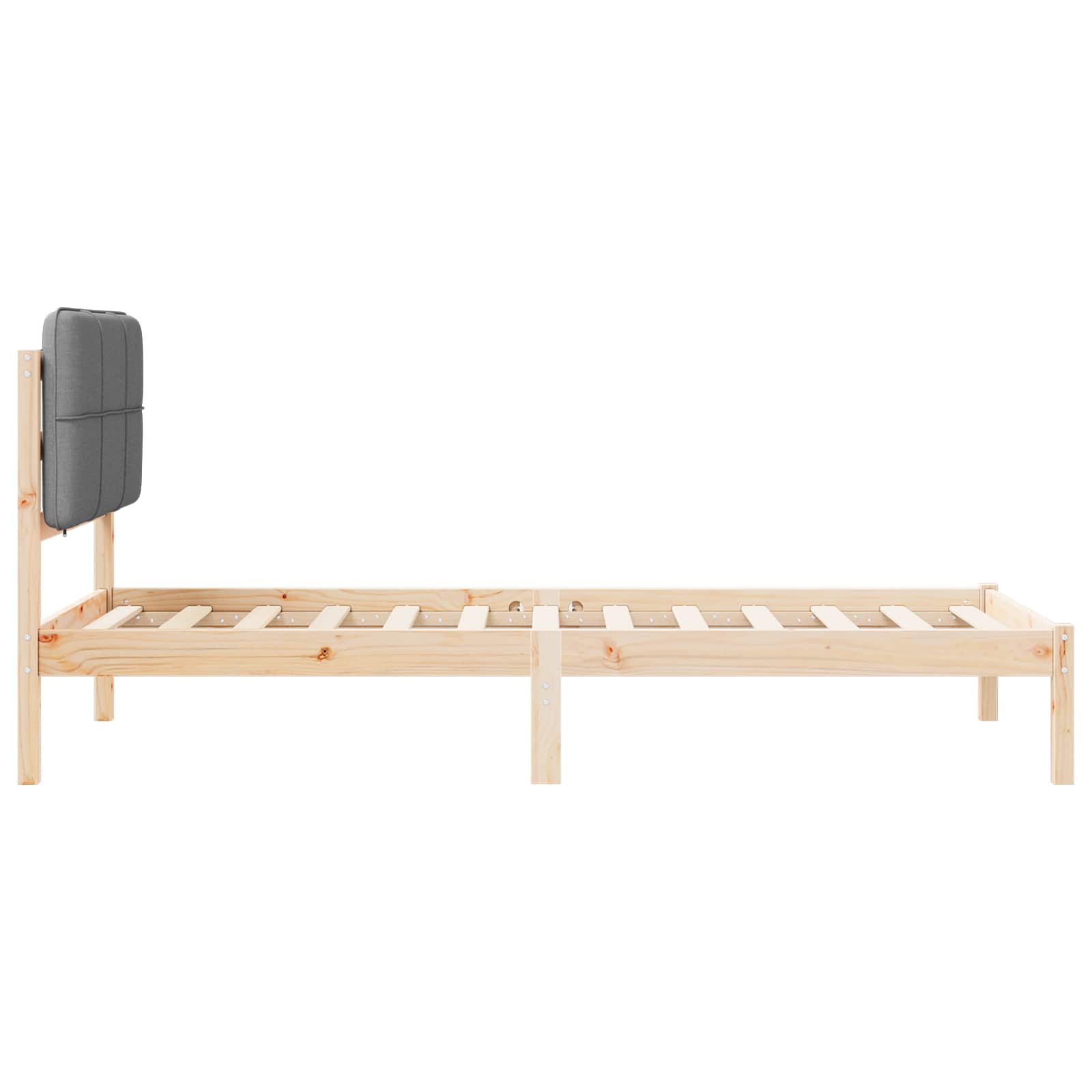 Bettgestell mit gepolstertem Kopfteil Hellgrau 75 x 190 cm