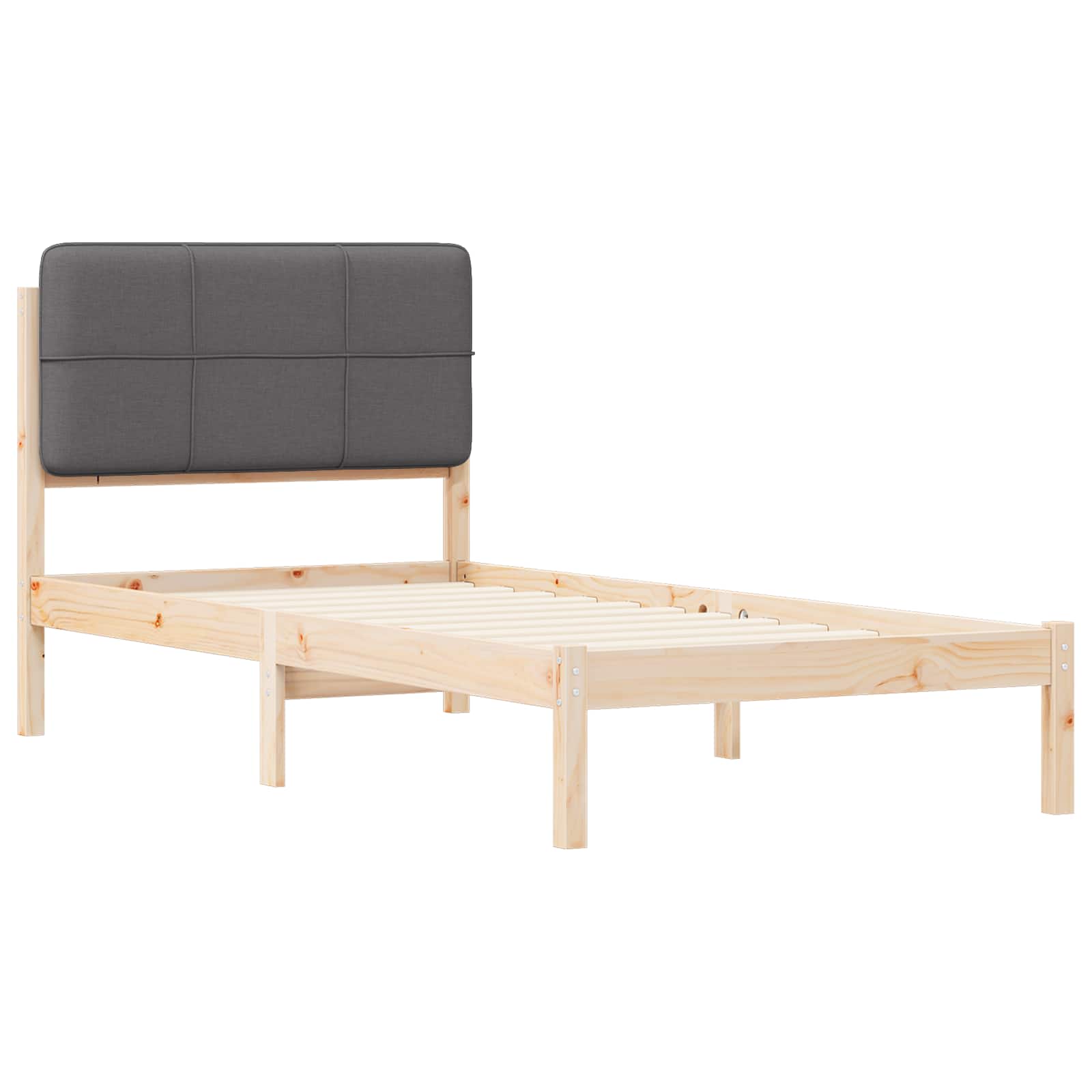 Bettgestell mit gepolstertem Kopfteil Dunkelgrau 75 x 190 cm
