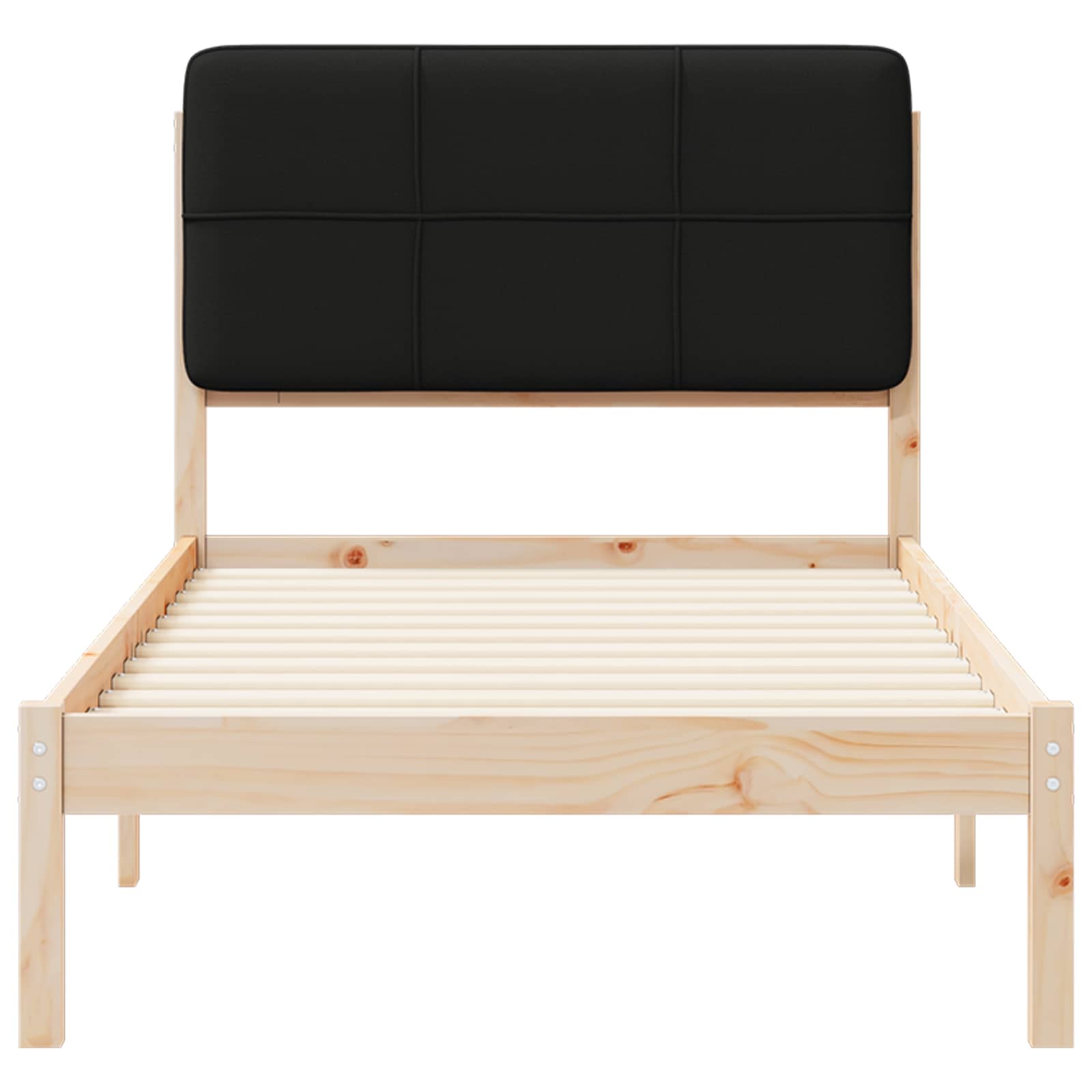 Bettgestell mit gepolstertem Kopfteil Schwarz 75 x 190 cm