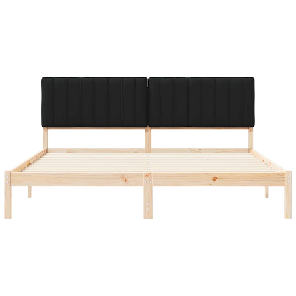 Bettgestell mit gepolstertem Kopfteil Schwarz 180 x 200 cm