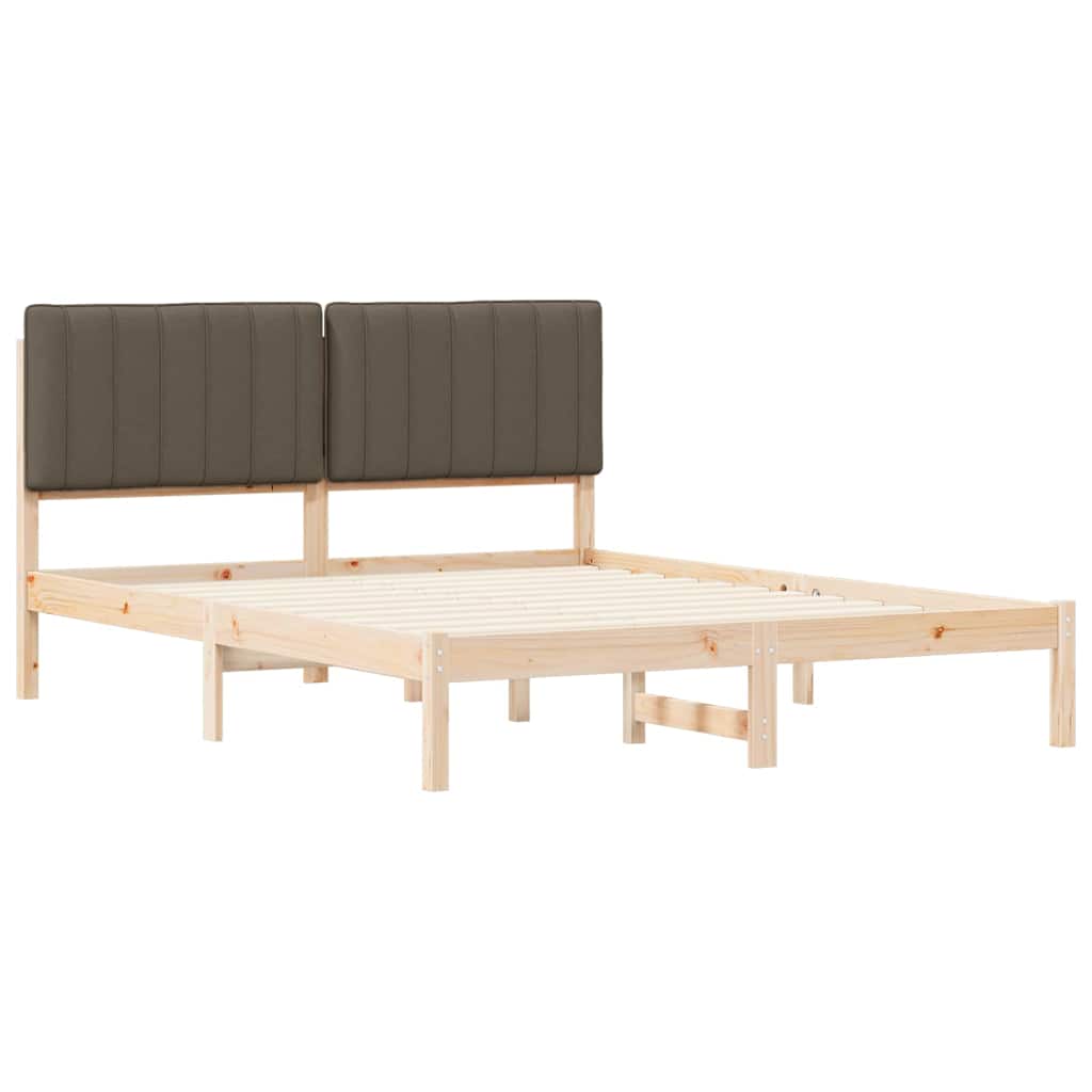 Bettgestell mit gepolstertem Kopfteil Taupe 160 x 200 cm