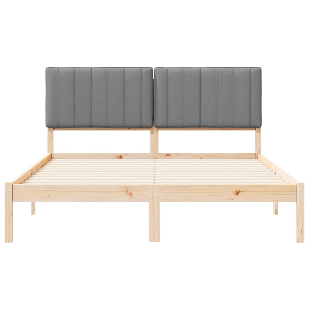 Bettgestell mit gepolstertem Kopfteil Hellgrau 150 x 200 cm